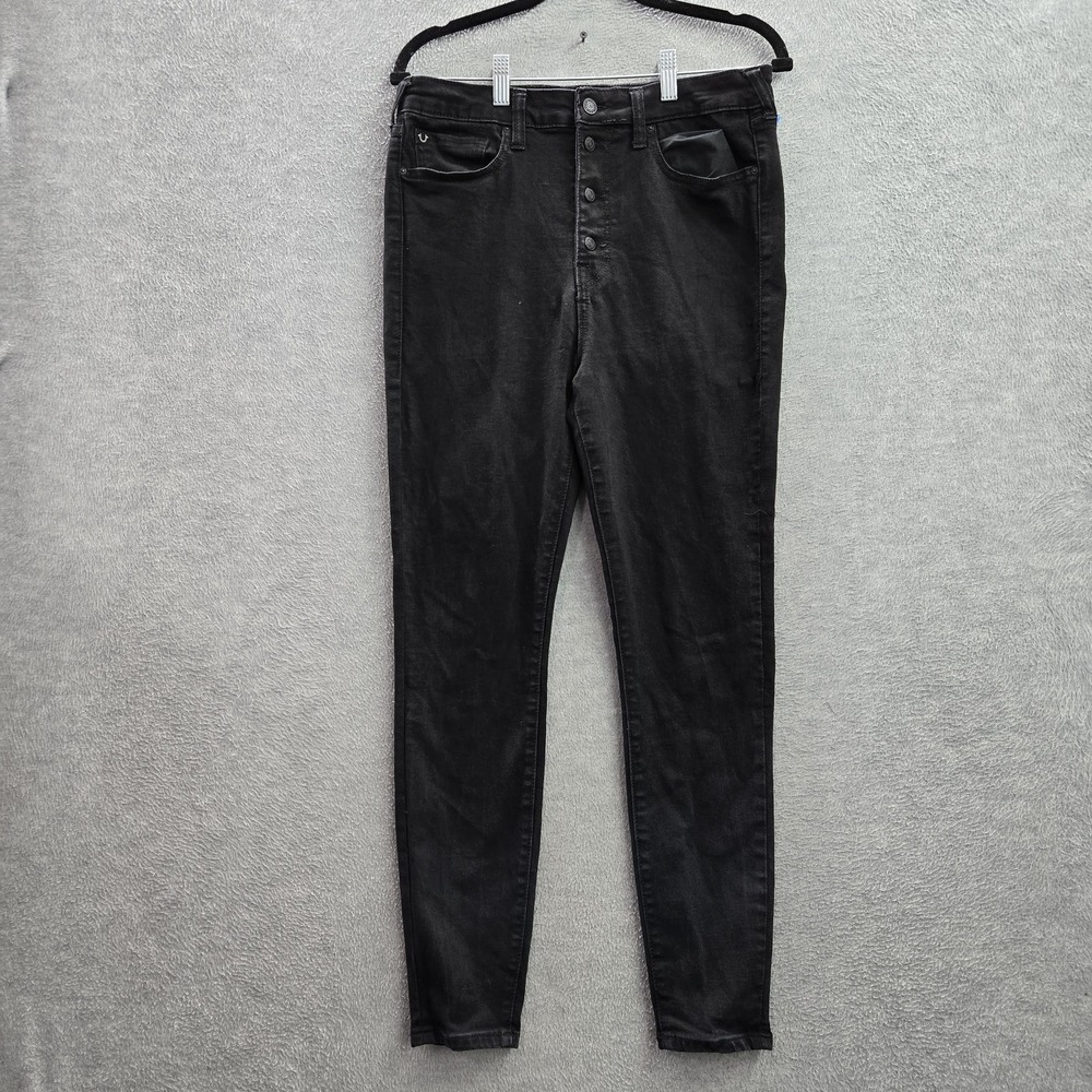 True Religion Women Jeans 33 Black Denim Halle High Rise Super Skinny